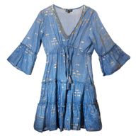 Nomad Sari Sea Blue & Gold Fish Print Dress (M/L)