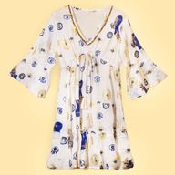 Nomad Sari Evil Eye Dress – White, Blue & Gold – Size M/L