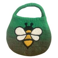 Water Felted Bee Bag - One Handle with Magnet - Garden Greens