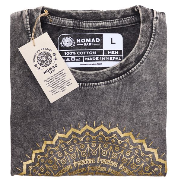 Nomad Sari Stonewashed Cotton T-Shirt – Hamsa – Dark Grey – Large