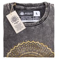 Nomad Sari Stonewashed Cotton T-Shirt – Mandala – Dark Grey – Large