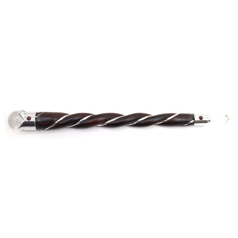 Twisted Wood and Rock Quartz Wand