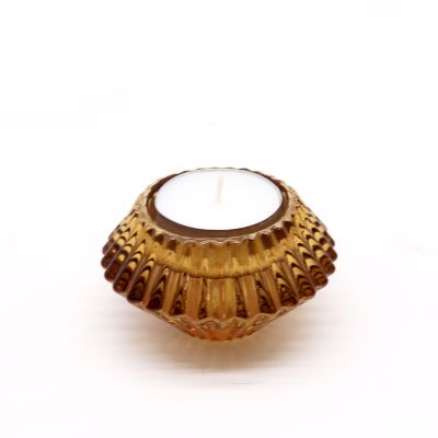 Flower Flip Dinner Candle / Tealight Holder - Antique Amber