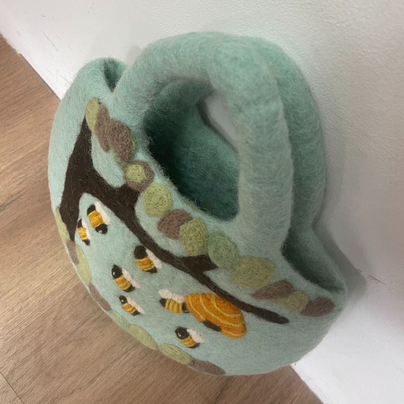 Tree and Beehive Felted Bag