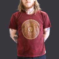 Nomad Sari Stonewashed Cotton T-Shirt – Mandala – Maroon – Large