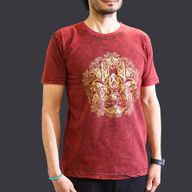 Nomad Sari Stonewashed Cotton T-Shirt – Hamsa – Maroon – Medium