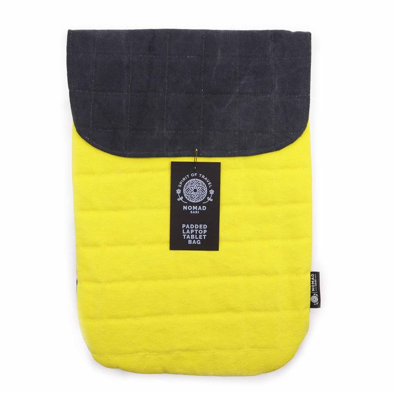 13 inch Laptop Padded Pouch - Crazy Yellow - 14oz Stonewash