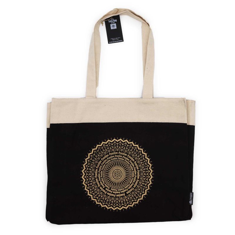 Oversized Stonewash Tote Bag 14oz - Freedom Mandala