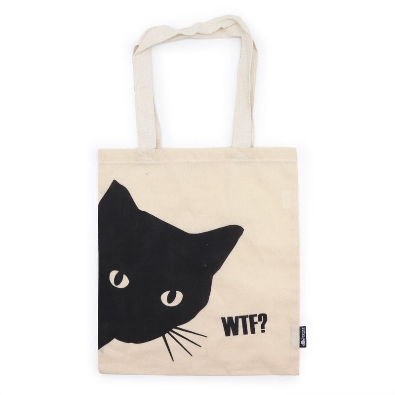 Iconic Basic Tote Bag - Black Cat - Natural 4oz