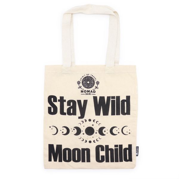 Iconic Basic Tote Bag - Stay Wild, Moon Child - Natural 4oz