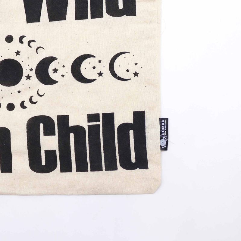 Iconic Basic Tote Bag - Stay Wild, Moon Child - Natural 4oz