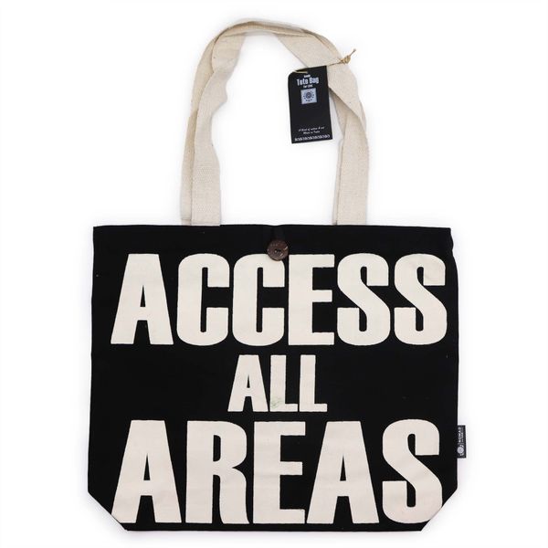 Iconic Classic Tote Bag - ACCESS ALL AREAS - Black Natural 10oz