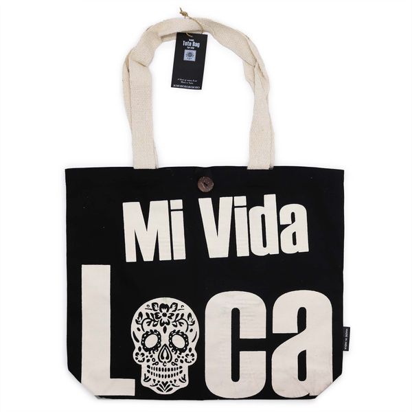 Iconic Classic Tote Bag - Mi Vida Loca - Black Natural 10oz
