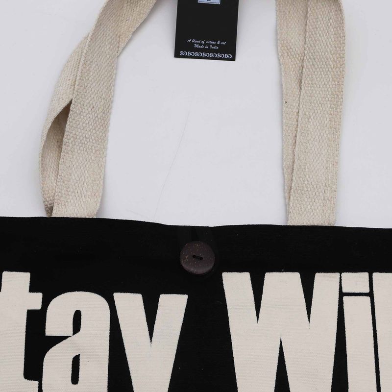 Iconic Classic Tote Bag - Stay Wild, Mood Child - Black Natural 10oz