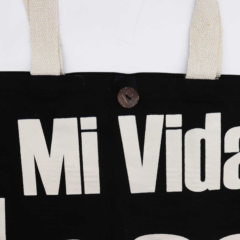 Iconic Classic Tote Bag - Mi Vida Loca - Black Natural 10oz