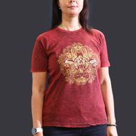 Nomad Sari Stonewashed Cotton T-Shirt – Hamsa – Maroon – Medium