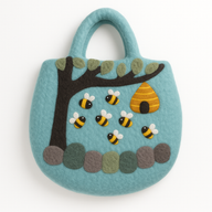 Tree and Beehive Felted Bag