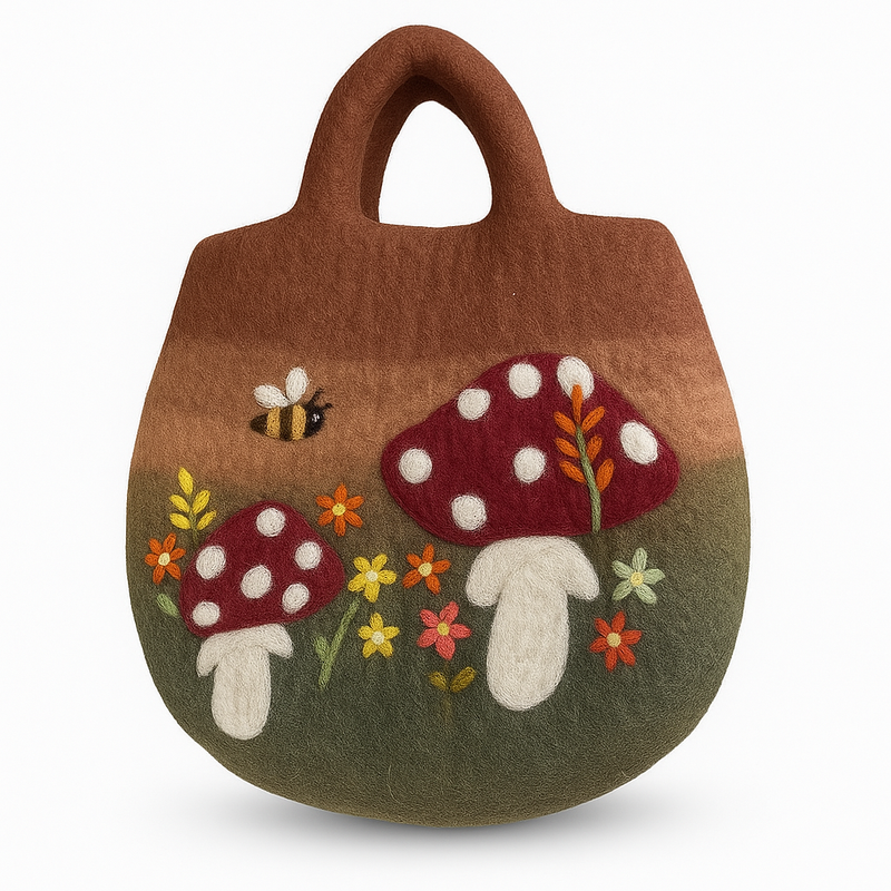 Mushroom Garden Felted Bag