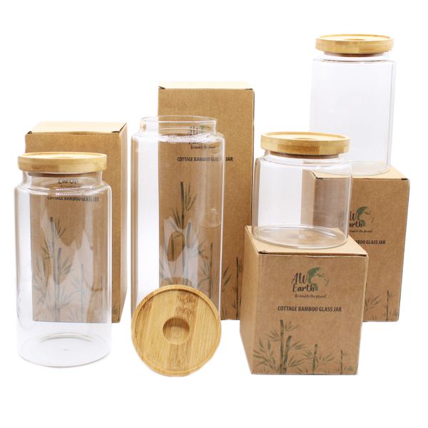 Cottage Bamboo Glass Jar