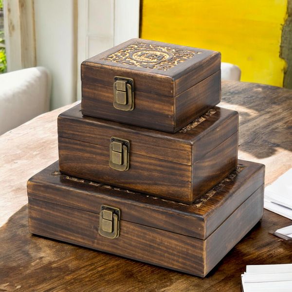 Mango Carved Tea Boxes