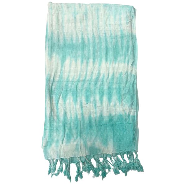 Boho Java Art Stole/Scarf - Teal Stripes & Motiff - 62x200cm
