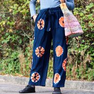Japanese Style Lounge Pants - Blue & Orange - M