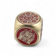 Feng Shui Fortune - Red & Brass Prosperity Cube - Flat