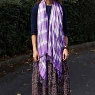 Boho Java Art Stole/Scarf - Lavender Stripes & Motiff - 62x200cm