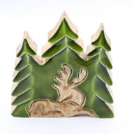 Lost in the Forrest - Stag in the Forrest 3D Wooden Decoration - 23x20cm
