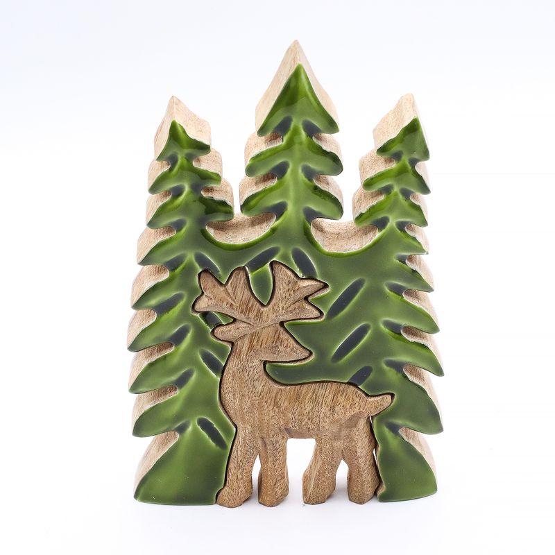 Lost in the Forrest - Stag in the Forrest 3D Wooden Decoration - 25x15cm