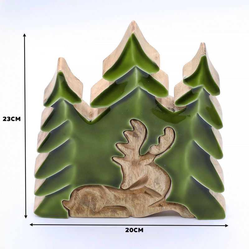 Lost in the Forrest - Stag in the Forrest 3D Wooden Decoration - 23x20cm
