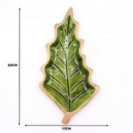 Lost in the Forrest - Enamel Leaf Wooden Bowl - 33x17cm
