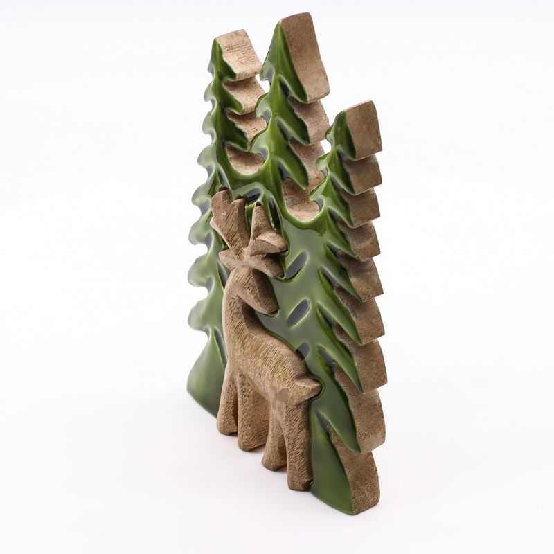 Lost in the Forrest - Stag in the Forrest 3D Wooden Decoration - 23x20cm