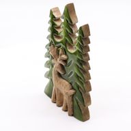 Lost in the Forrest - Stag in the Forrest 3D Wooden Decoration - 23x20cm