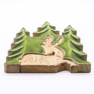 Lost in the Forrest - Stag in the Forrest 3D Wooden Decoration - 23x20cm