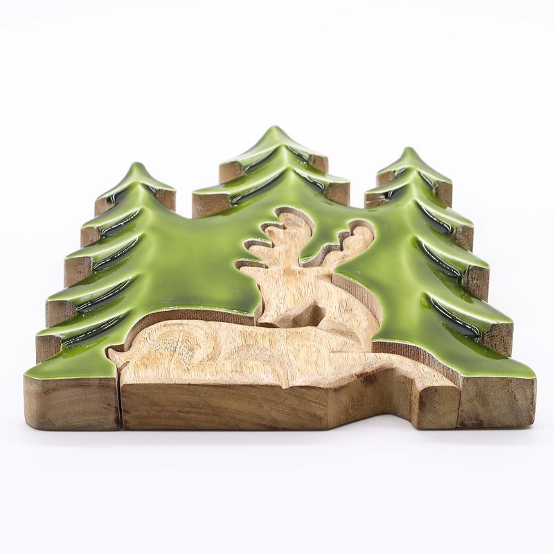 Lost in the Forrest - Stag in the Forrest 3D Wooden Decoration - 23x20cm