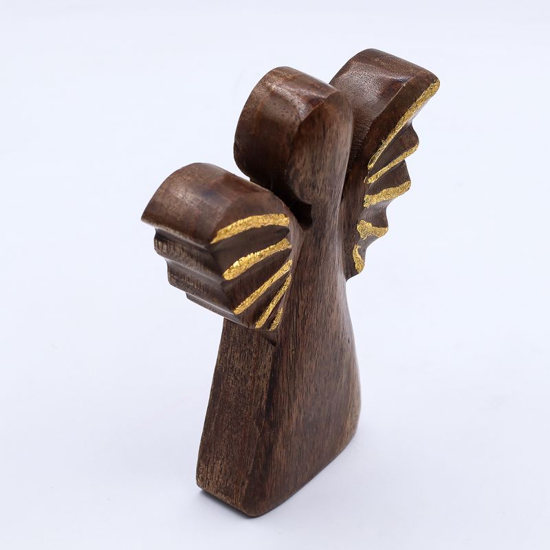 Medium Mango Wood Angel - Gold Decor