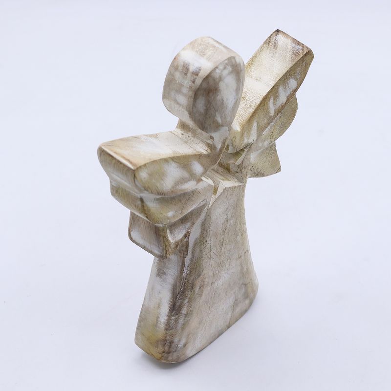 Mango Wood Angel - Whitewash with Star Cut Out