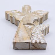 Mango Wood Angel in Angel - Whitewash