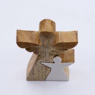 Mango Wood Angel in Angel - White Enamel