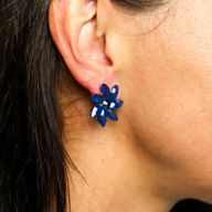 Royal Blue - Vintage Glass - Flowers - Earrings