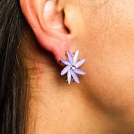 Lavender - Vintage Glass - Flowers - Earrings