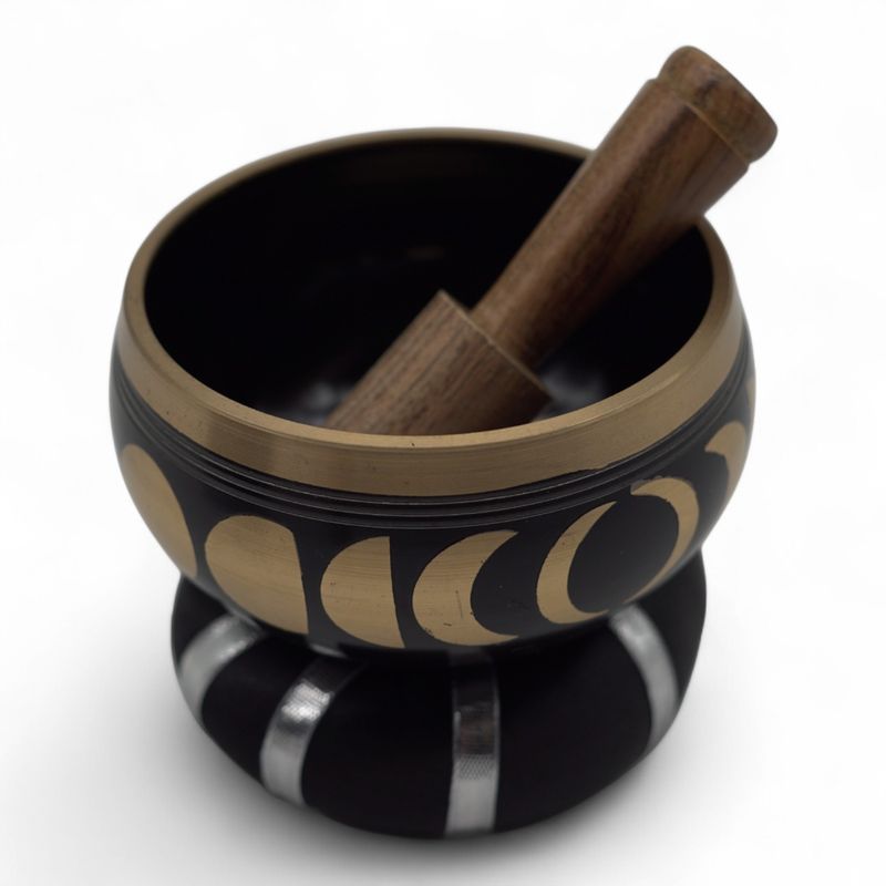 Moon Phase Singing Bowl Set – Black (10.7cm)