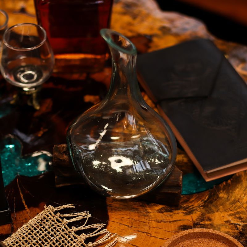 Molten Glass Mini Decanter on Wood 20cm