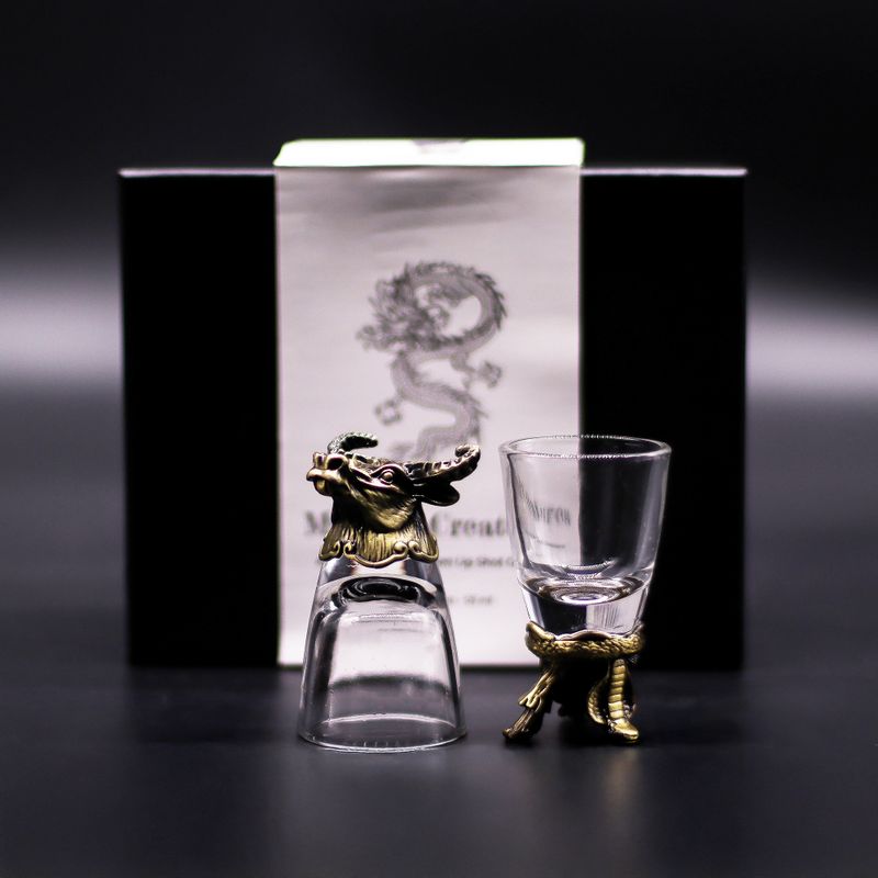 Gift Set of 6 Shot Glasses (50ml) - Mystical Creatures - Antique Bronze