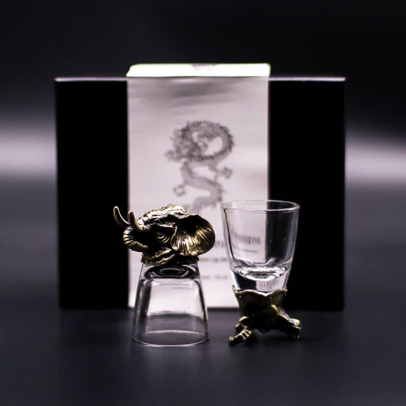Gift Set of 6 Shot Glasses (50ml) - Mystical Creatures - Antique Bronze
