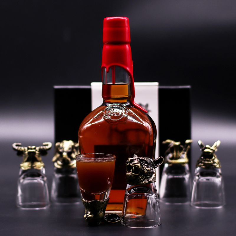 Gift Set of 6 Shot Glasses (50ml) - Mystical Creatures - Antique Bronze