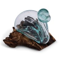 Molten Glass Duck Decanter on Wood with Stopper 19cm