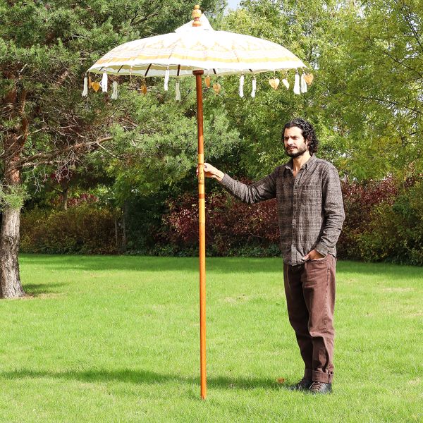 Bali Patio Parasol - Canvas - Natural Decor - 1.5m