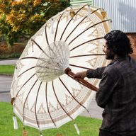 Bali Patio Parasol - Canvas - Natural Decor - 1.5m